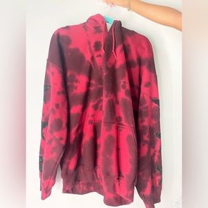LF stores Oversized Sweatshirt Star Sleeves Red Tie Dye